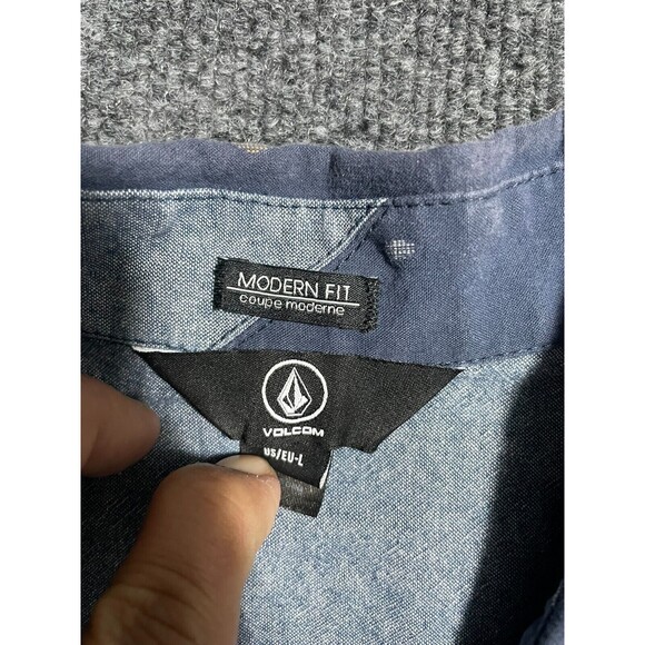 Volcom Shirt Button Down Men's Large Blue Short Sleeve - Picture 6 of 11
